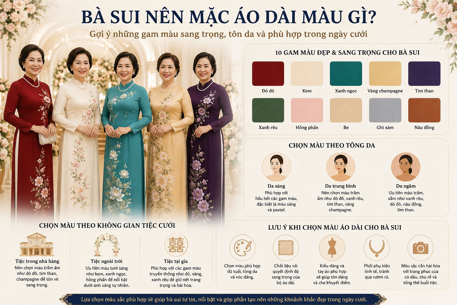 Bà sui nên mặc áo dài màu gì