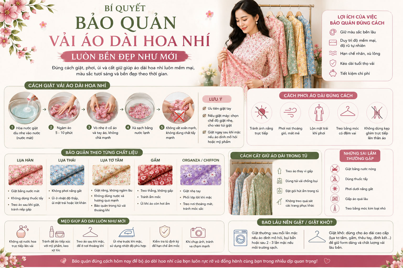 Cách bảo quản vải áo dài hoa nhí