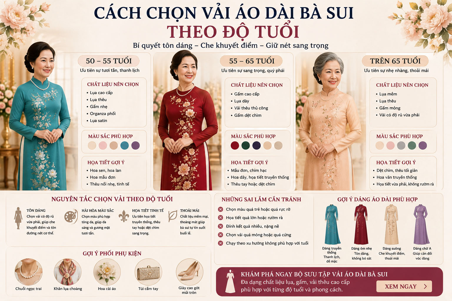 Chọn áo dài bà sui theo độ tuổi