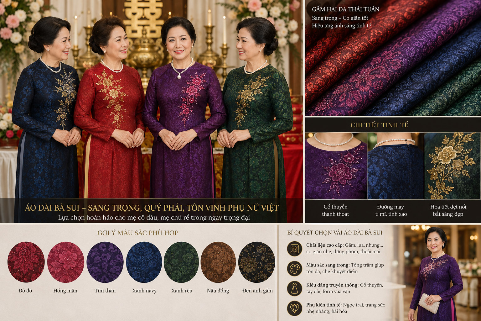 Cách chọn áo dài bà sui đẹp - sang trọng