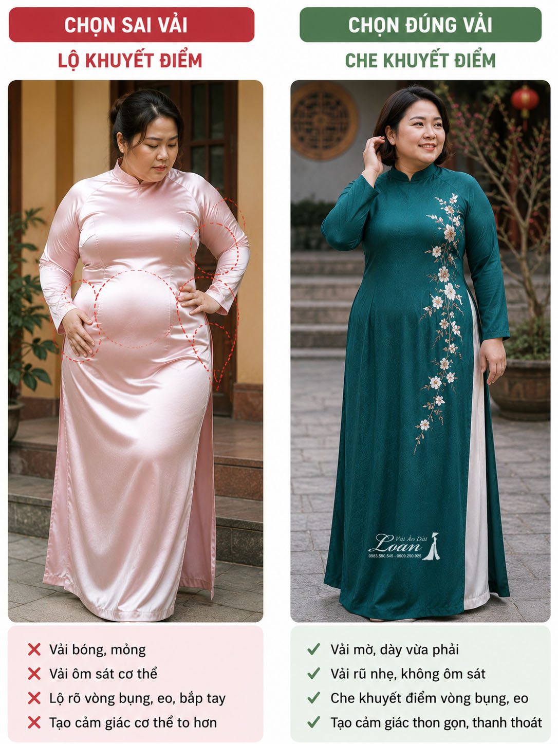 Người mập chọn đúng vải áo dài