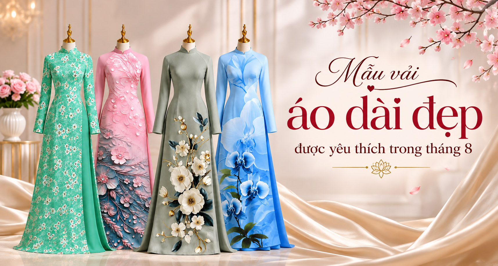 Mẫu vải áo dài được yêu thích trong tháng 8