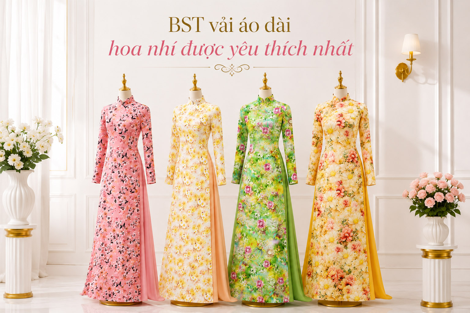 30 mẫu vải áo dài hoa nhí được yêu thích nhất