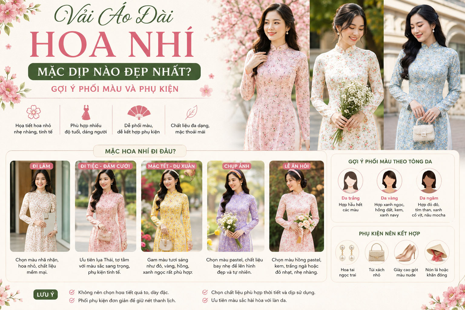 Vải áo dài hoa nhí mặc dịp nào