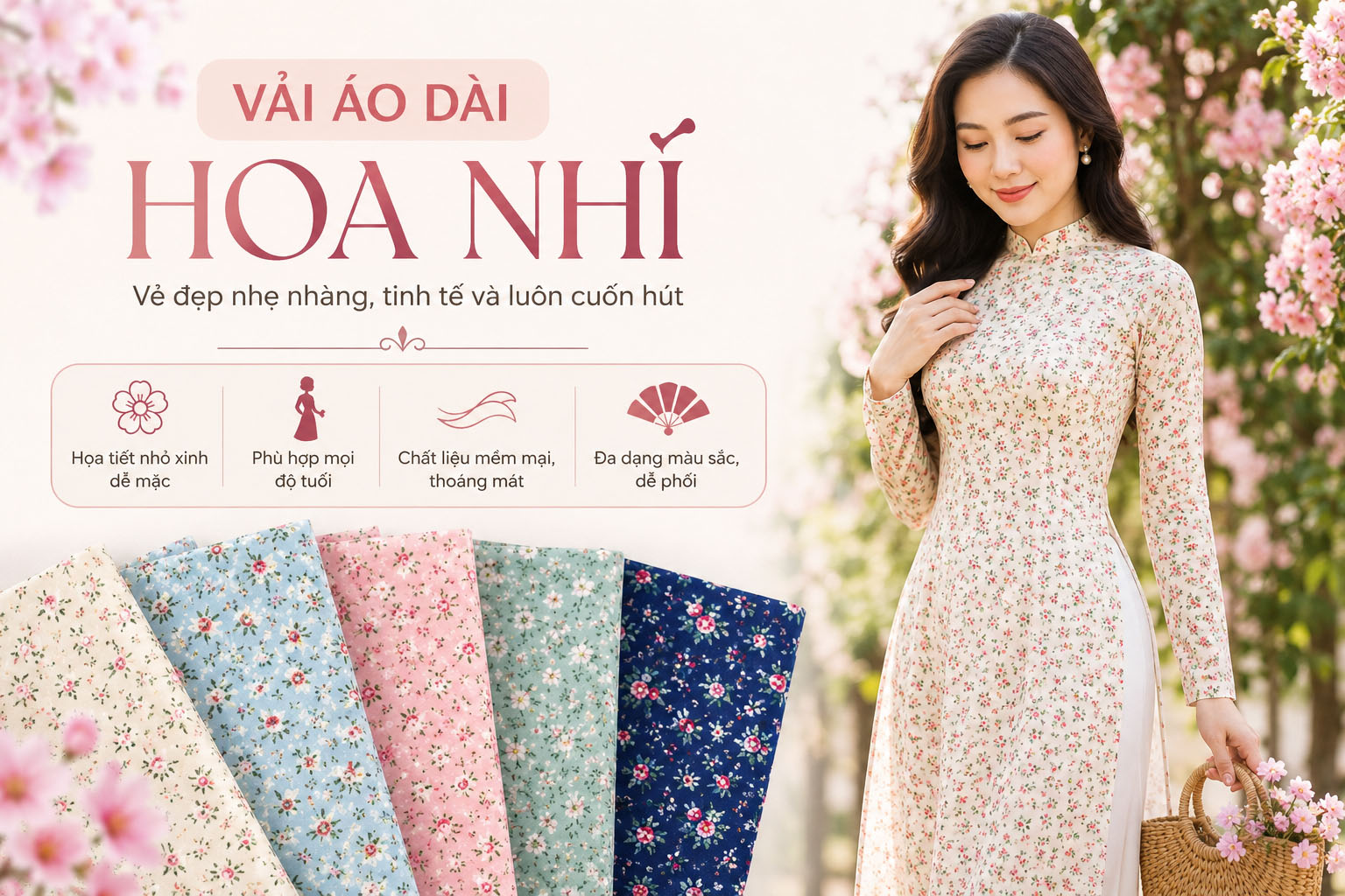 Chọn vải áo dài hoa nhí theo độ tuổi