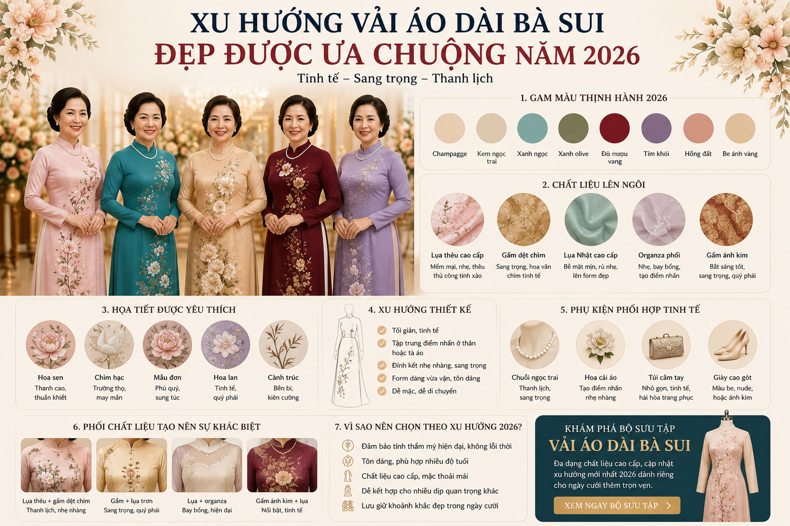 Xu hướng chọn vải áo dài cho bà sui