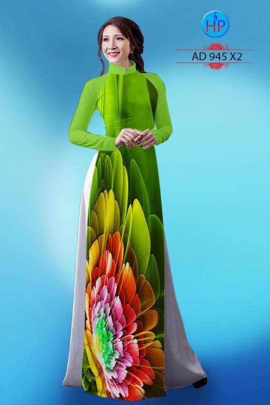 Vải áo dài hoa lớn 3D