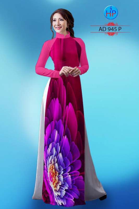 Vải áo dài hoa lớn 3D