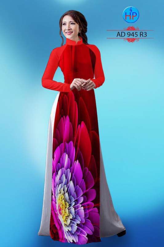 Vải áo dài hoa lớn 3D