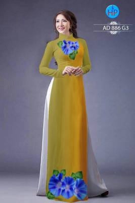 Vải áo dài hoa trên dưới 3D-DT 1004