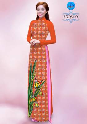 Vải áo dài hoa chấm bi-DT 1005