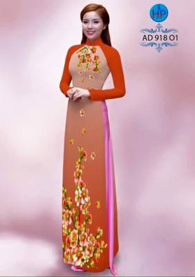 Vải áo dài hoa cành Đào-DT 1008