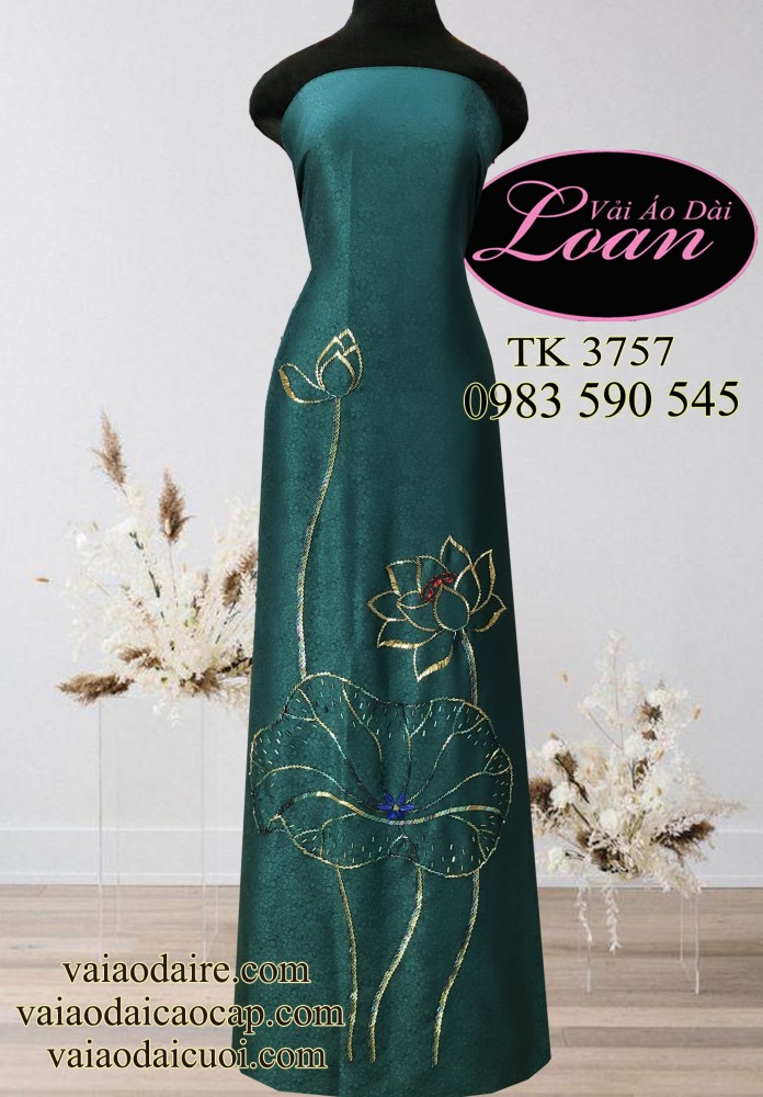 Vải áo dài kết hoa Sen