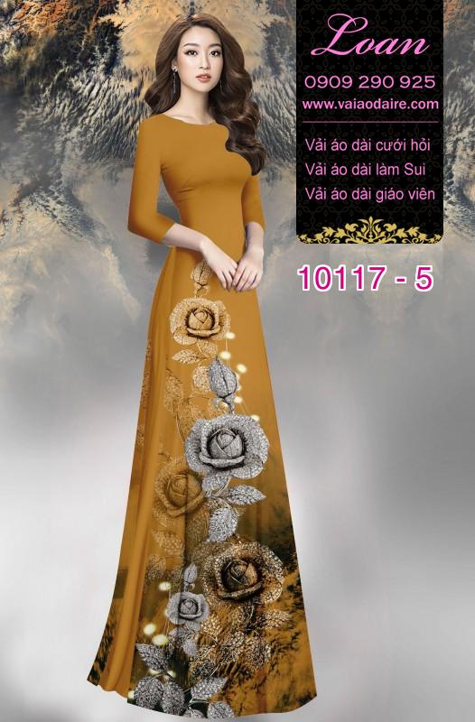 Vải áo dài hoa Hồng 3D