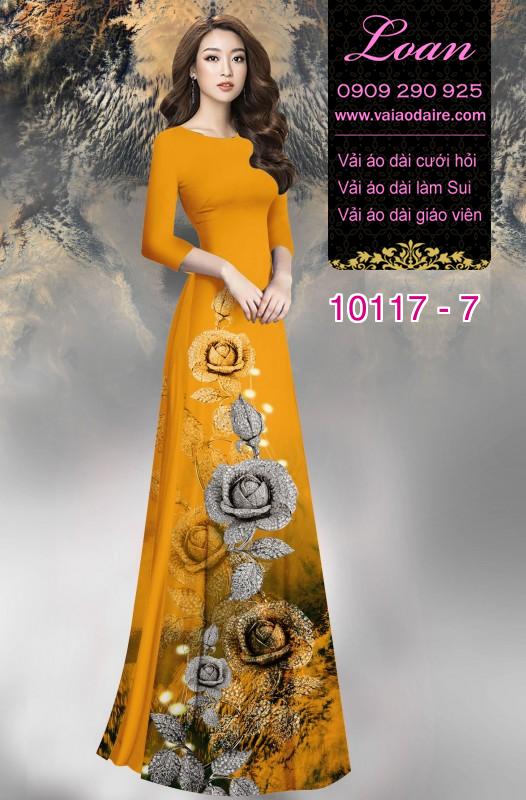 Vải áo dài hoa Hồng 3D