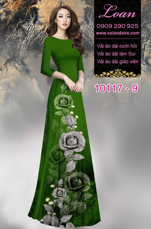 Vải áo dài hoa Hồng 3D
