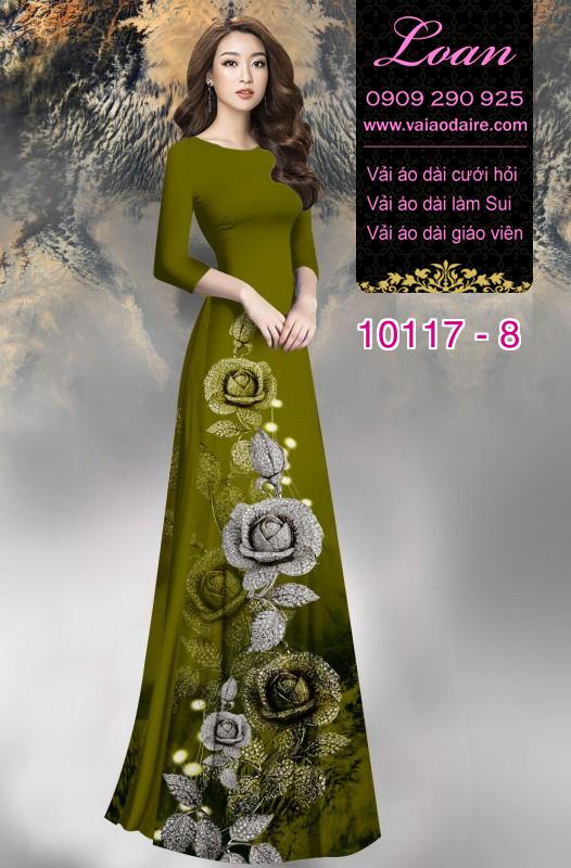Vải áo dài hoa Hồng 3D
