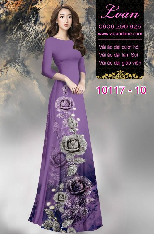 Vải áo dài hoa Hồng 3D