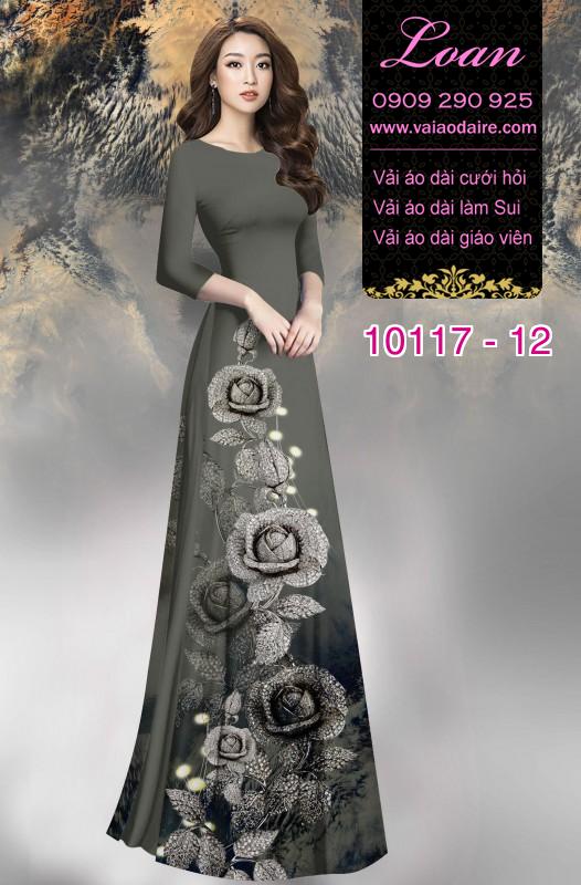 Vải áo dài hoa Hồng 3D