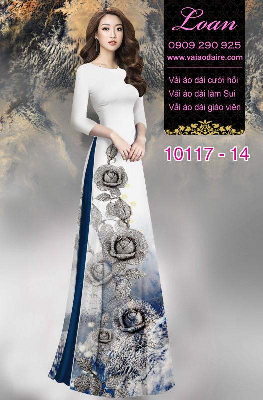 Vải áo dài hoa Hồng 3D