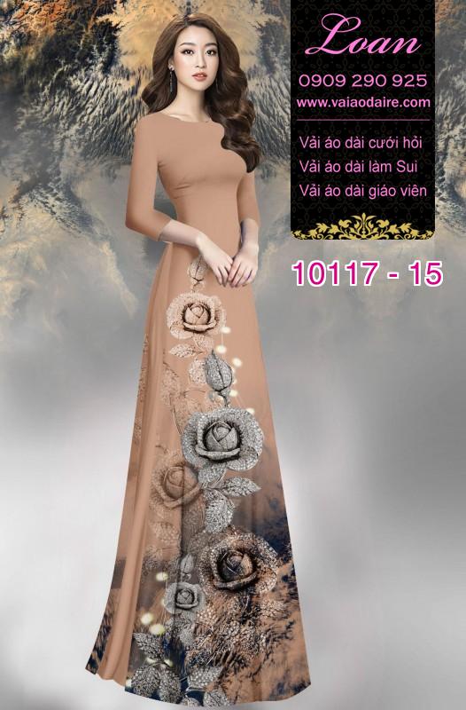 Vải áo dài hoa Hồng 3D