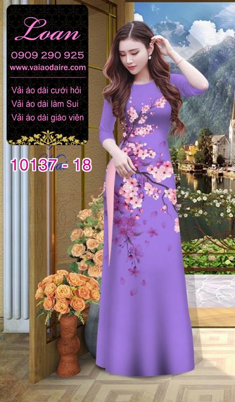 Vải áo dài hoa Đào Vải áo dài hoa Đào