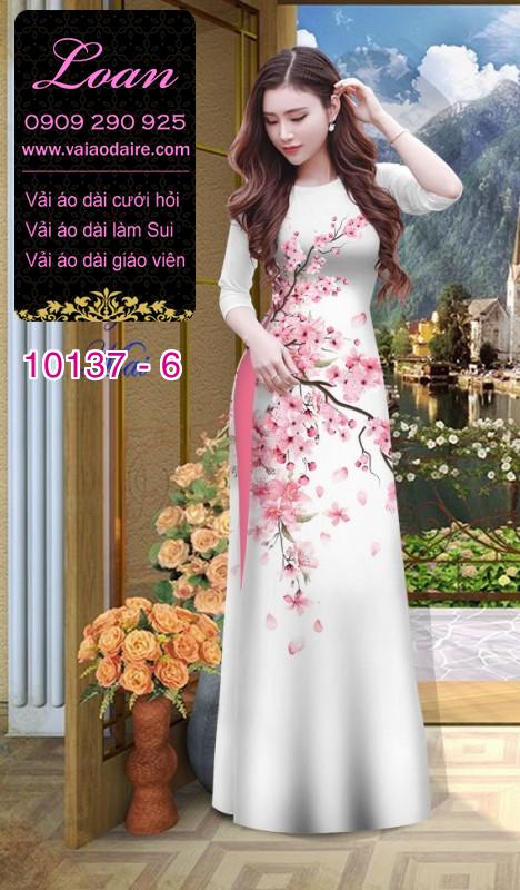 Vải áo dài hoa Đào Vải áo dài hoa Đào
