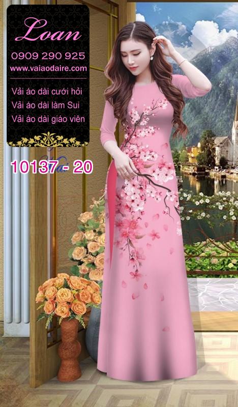 Vải áo dài hoa Đào Vải áo dài hoa Đào