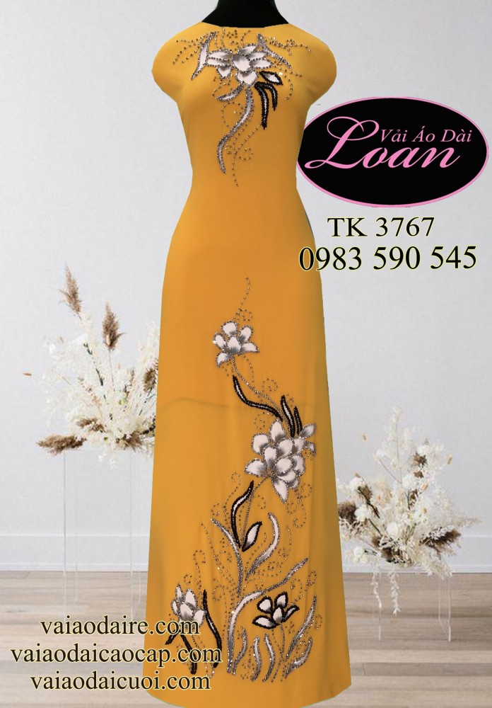 Vải áo dài kết hoa dây