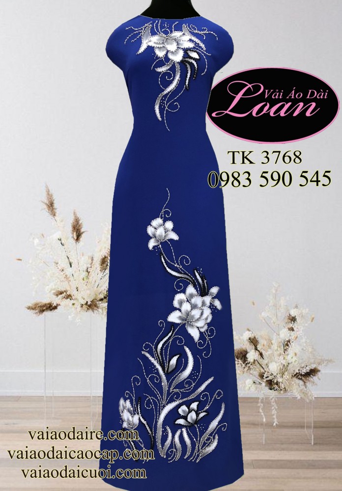 Vải áo dài kết hoa dây