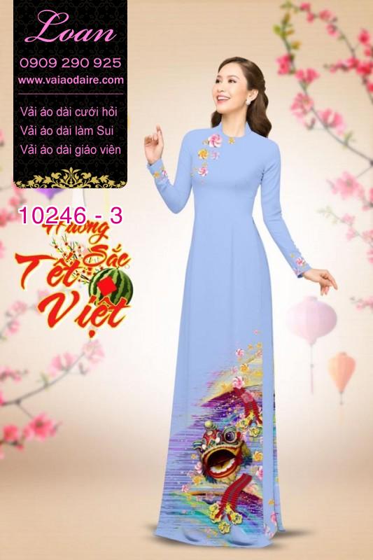 Vải áo dài con Lân tết