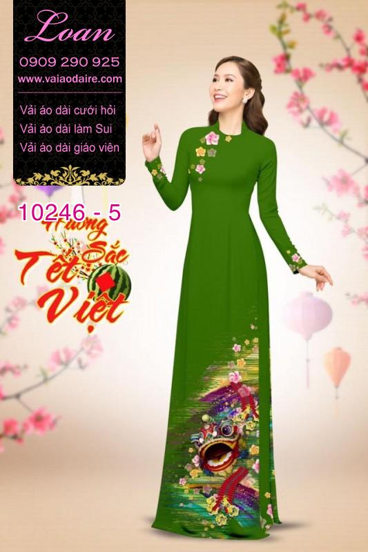 Vải áo dài con Lân tết