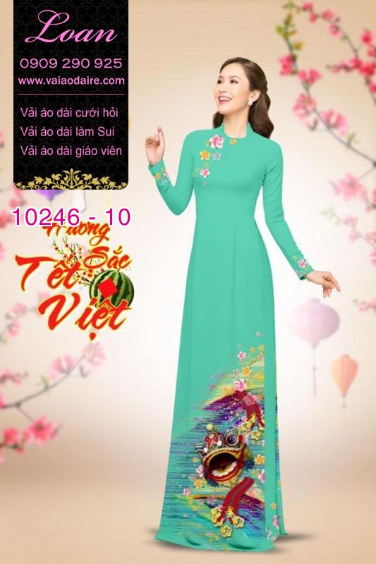 Vải áo dài con Lân tết