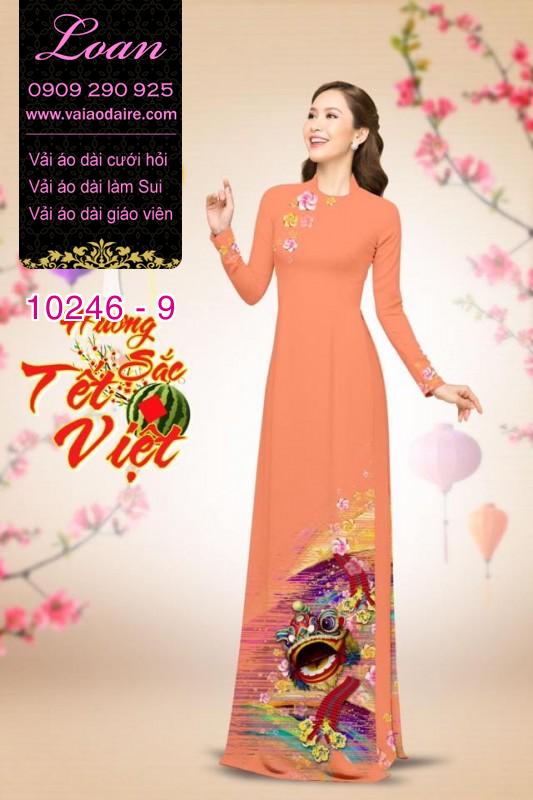 Vải áo dài con Lân tết