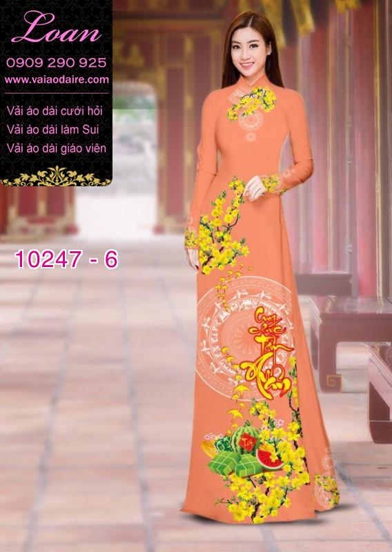 Vải áo dài hoa mai tết