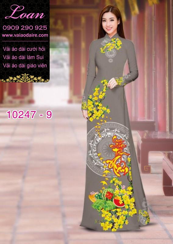 Vải áo dài hoa mai tết