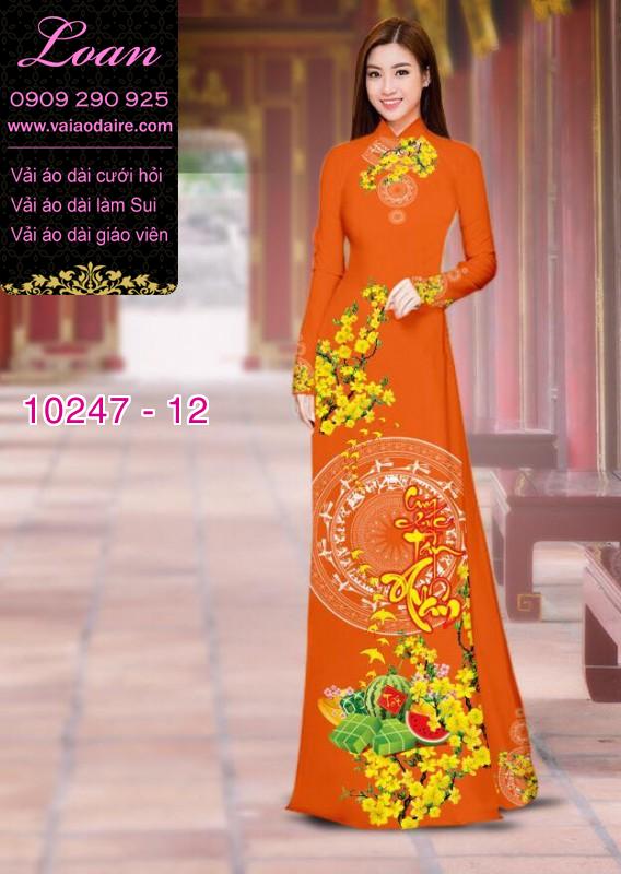 Vải áo dài hoa mai tết