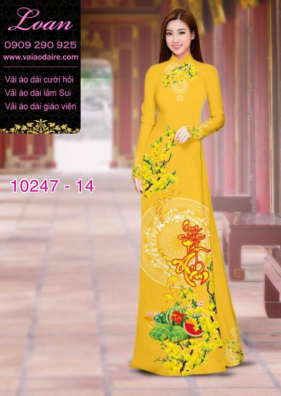 Vải áo dài hoa mai tết