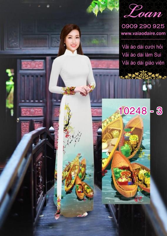 Vải áo dài phong cảnh tết