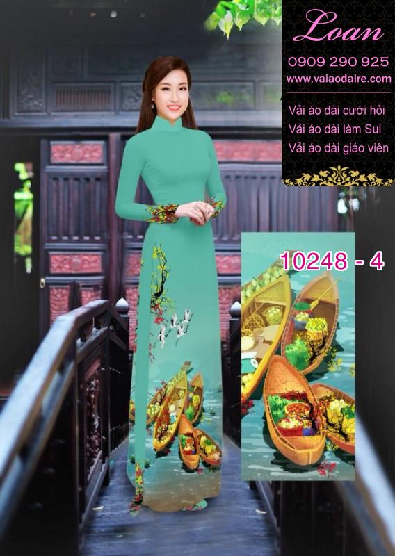 Vải áo dài phong cảnh tết