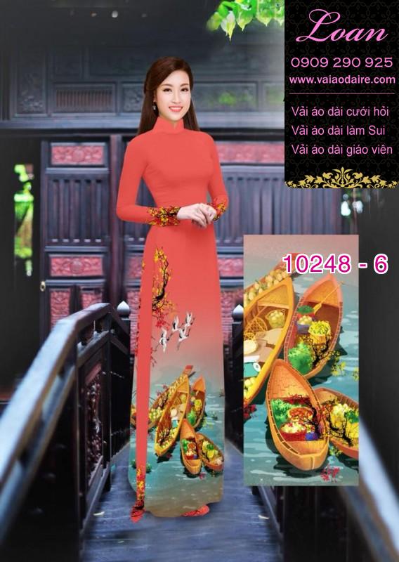 Vải áo dài phong cảnh tết