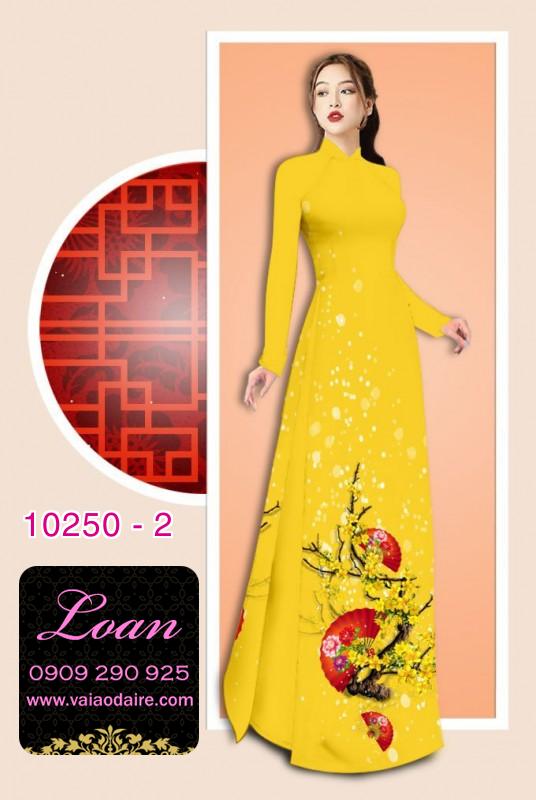 Vải áo dài tết hoa mai vàng