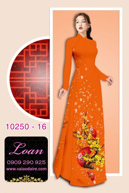 Vải áo dài tết hoa mai vàng