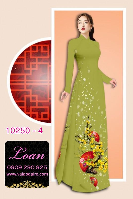 Vải áo dài tết hoa mai vàng