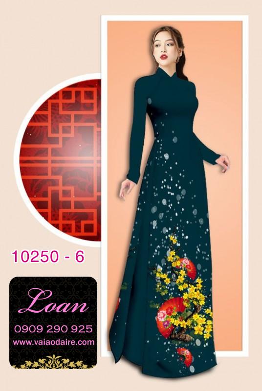 Vải áo dài tết hoa mai vàng