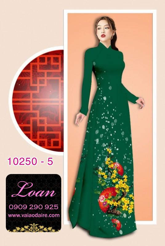 Vải áo dài tết hoa mai vàng