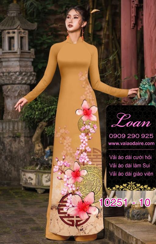 Vải áo dài tết hoa Đào