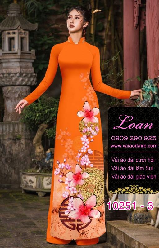 Vải áo dài tết hoa Đào