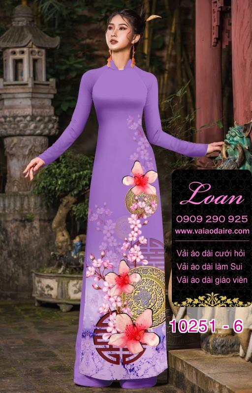 Vải áo dài tết hoa Đào