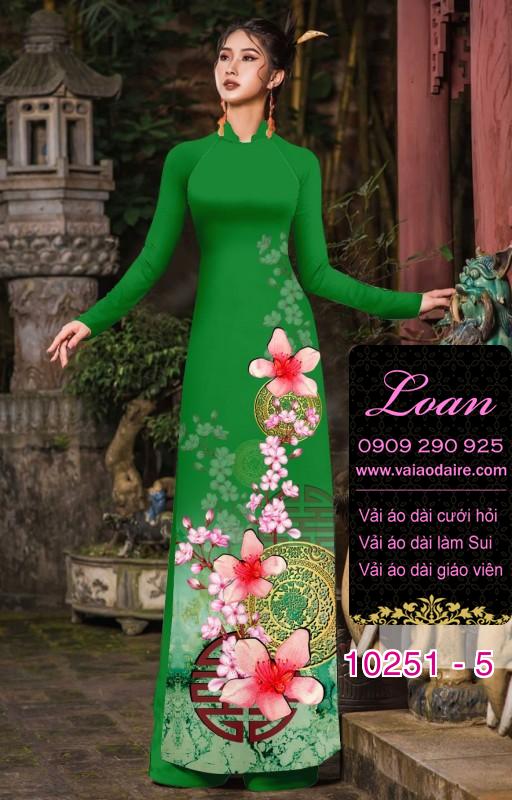 Vải áo dài tết hoa Đào